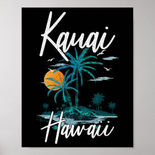 Family Vacation Retro Sunset Hawaii Kauai  Poster