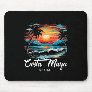 Family Vacation Retro Sunset Mexico Costa Maya  Mouse Pad