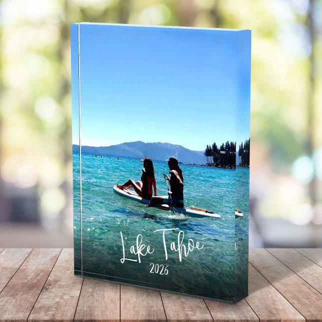 Family Vacation Script Typography Custom Keepsake Photo Block (Creator Uploaded)