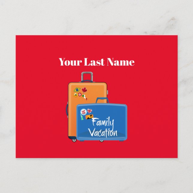 Family Vacation Template, Customisable, Postcard (Front)