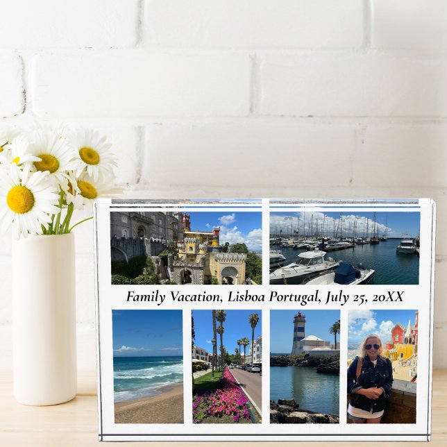 Family Vacation Travel Gift,6 Custom Photo, Modern Photo Block (Creator Uploaded)