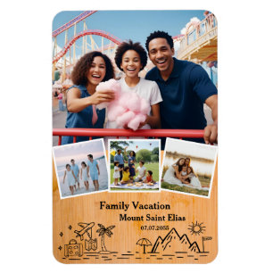 Family Vacation Trip Custom 4 Photo Frames Magnet