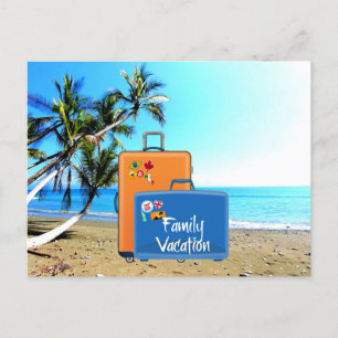 Family Vacation, tropical landscape, Postcard