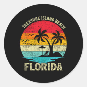 Family Vacation Vintage Retro Florida Treasure Isl Classic Round Sticker