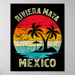 Family Vacation Vintage Retro Mexico Riviera Maya  Poster