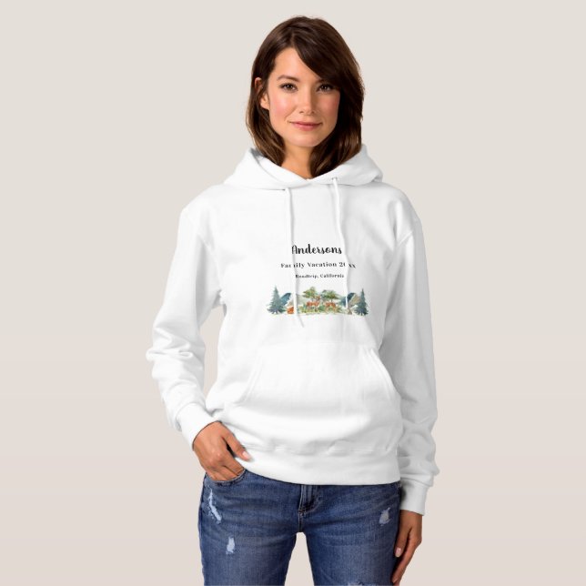 Family vacation woodland forest animals deer hoodie (Front Full)