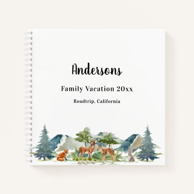 Family vacation woodland forest animals deer notebook (Front)