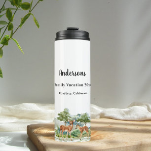 Family vacation woodland forest animals deer thermal tumbler
