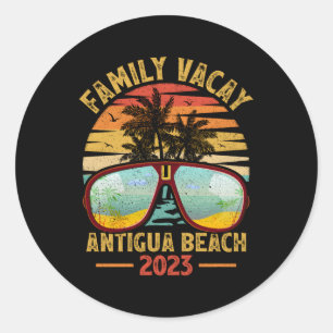 Family Vacay 2023 Barbuda Antigua Beach Classic Round Sticker