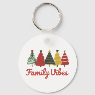 Family Vibes – Cozy Christmas Tree Design Key Ring