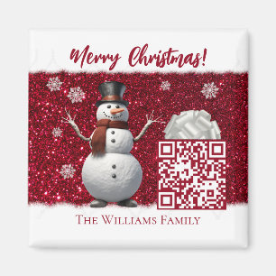 Family Video With Snowman-Christmas- Magnet