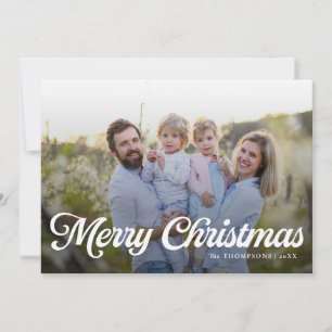 Family Vintage Elegant Script Photo Christmas Holiday Card
