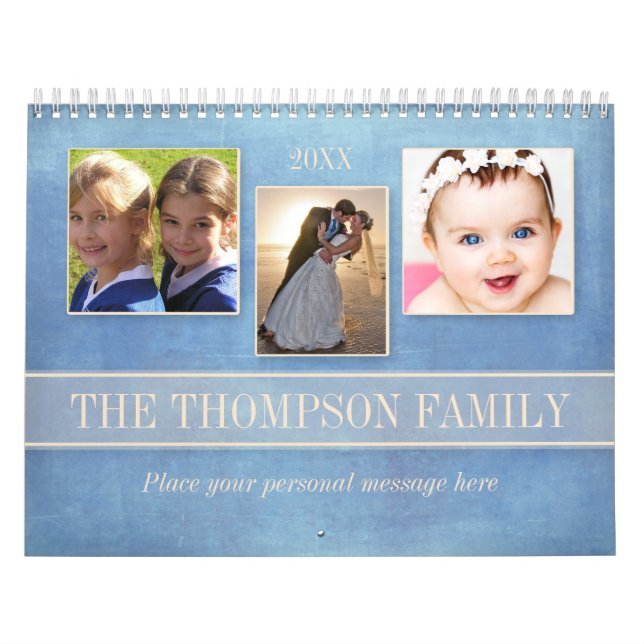 Family Watercolor Floral Personalised Photo Calendar (Cover)