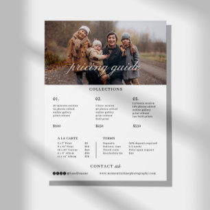 Family Wedding Photographer Photography Price List Flyer