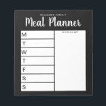 Family Weekly Meal Planner Notepad<br><div class="desc">Personalised Family Weekly Meal Planner. Create a custom weekly dinner planner for your family kitchen. Space to write meal plans for each day of the week. Also add groceries and more to the shopping list organiser. Features modern minimalist black and white design and pretty calligraphy script.</div>