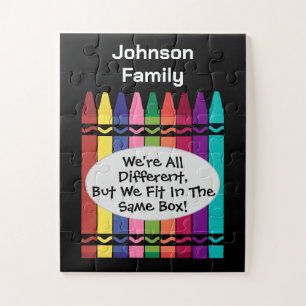 Family We're All Different Fun But We Fit in Box Jigsaw Puzzle