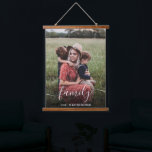Family White Script Photo Overlay Monogram Hanging Tapestry<br><div class="desc">Create a custom hanging tapestry blanket to celebrate your family. "family" overlays your photo in a stylish white script with swashes. Add your name in simple white typography.</div>