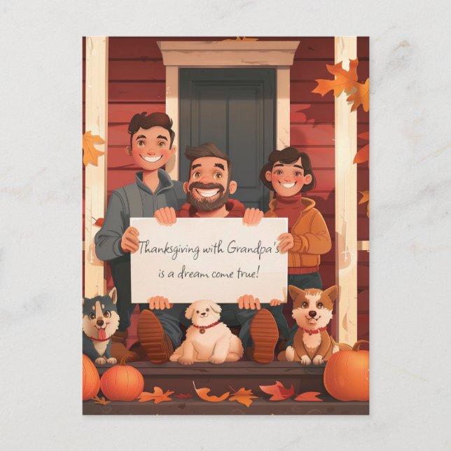 Family with a Teen Boy and Pets Postcard (Front)