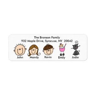 Family With Cat Address Labels