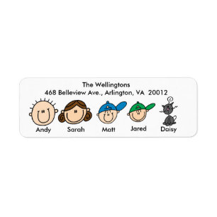 Family With Cat Address Labels