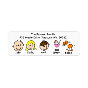 Family With Cat Address Labels
