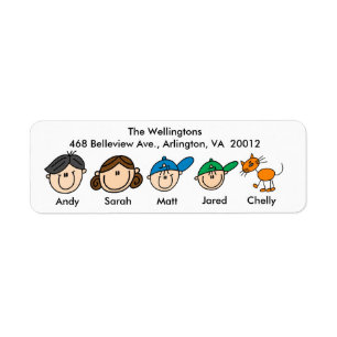 Family With Cat Address Labels
