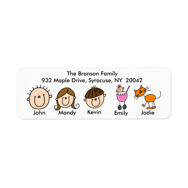 Family With Cat Address Labels (Front)