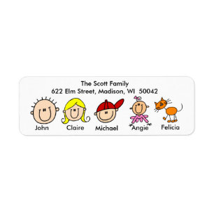 Family With Cat Address Labels