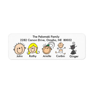 Family With Cat Address Labels