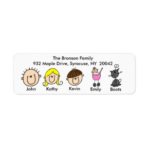 Family With Cat Address Labels