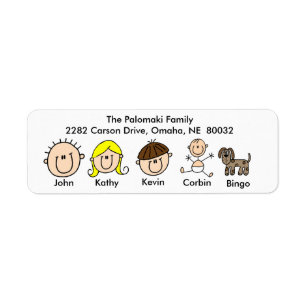 Family With Dog Address Labels