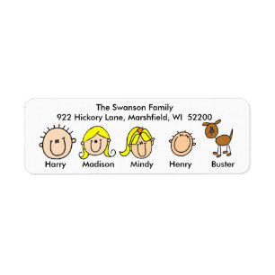 Family With Dog Address Labels