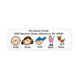 Family With Dog Address Labels