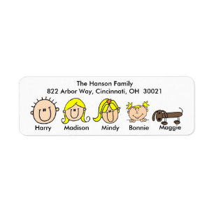 Family With Dog Address Labels