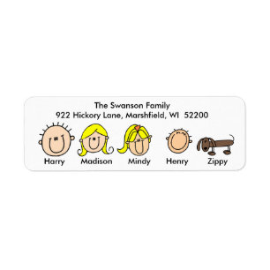 Family With Dog Address Labels