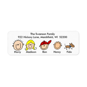 Family With Dog Address Labels