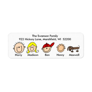 Family With Dog Address Labels
