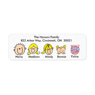 Family With Fish Address Labels