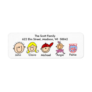 Family With Fish Address Labels