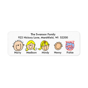Family With Fish Address Labels