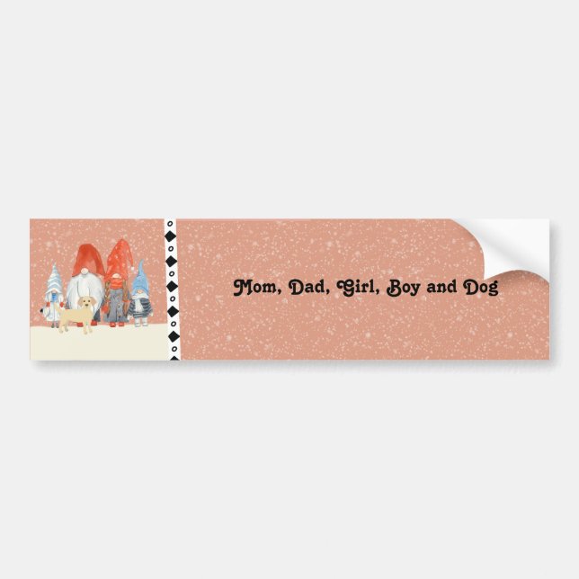 Family with Mum Dad Boy Girl and Dog Bumper Sticker (Front)
