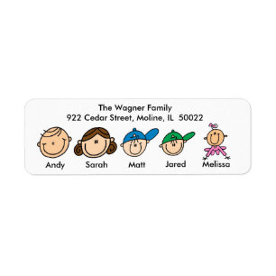 Family With Three Kids Address Labels