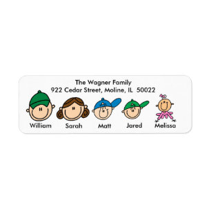 Family With Three Kids Address Labels
