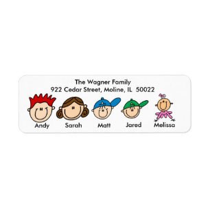 Family With Three Kids Address Labels