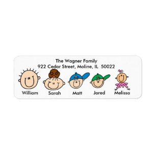 Family With Three Kids Address Labels
