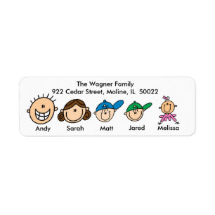 Family With Three Kids Address Labels