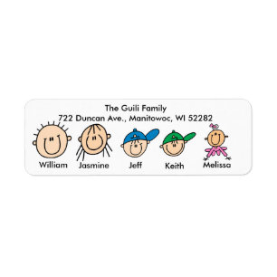 Family With Three Kids Address Labels