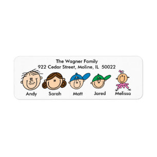 Family With Three Kids Address Labels