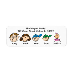 Family With Three Kids Address Labels