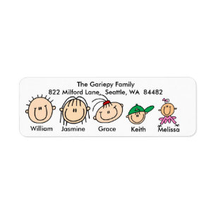 Family With Three Kids Address Labels